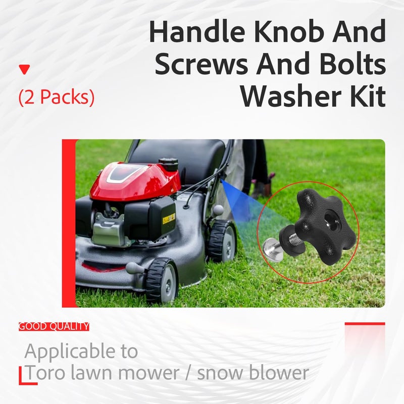 KLMHT Handle Knob and Screw Bolt Washer Kit Fits Toro Lawn Mowers/Snow Blowers 92-2260 and 107-3844,106-4161 for Repair Snow throwers and Lawn mowers Parts (2 Pack) - Image 2